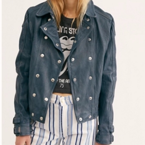 Free People Avis Leather Jacket 